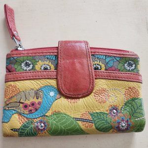 FOSSIL Vintage Leather Wallet Bird Design